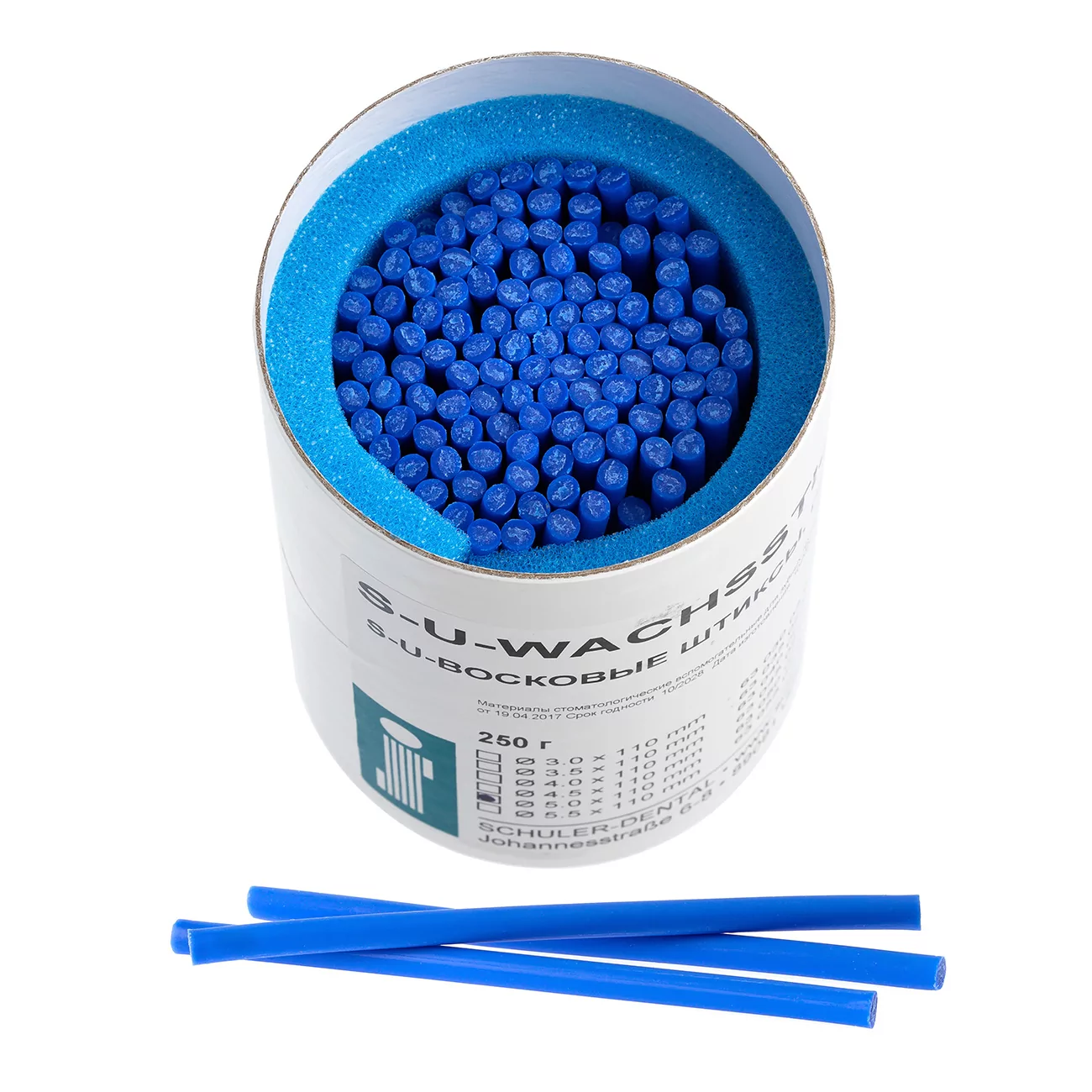 Восковые штиксы S-U-WACHSSTICKS, голубые, 5,0 мм, длина 110 мм, упаковка 250 г, 63050029
