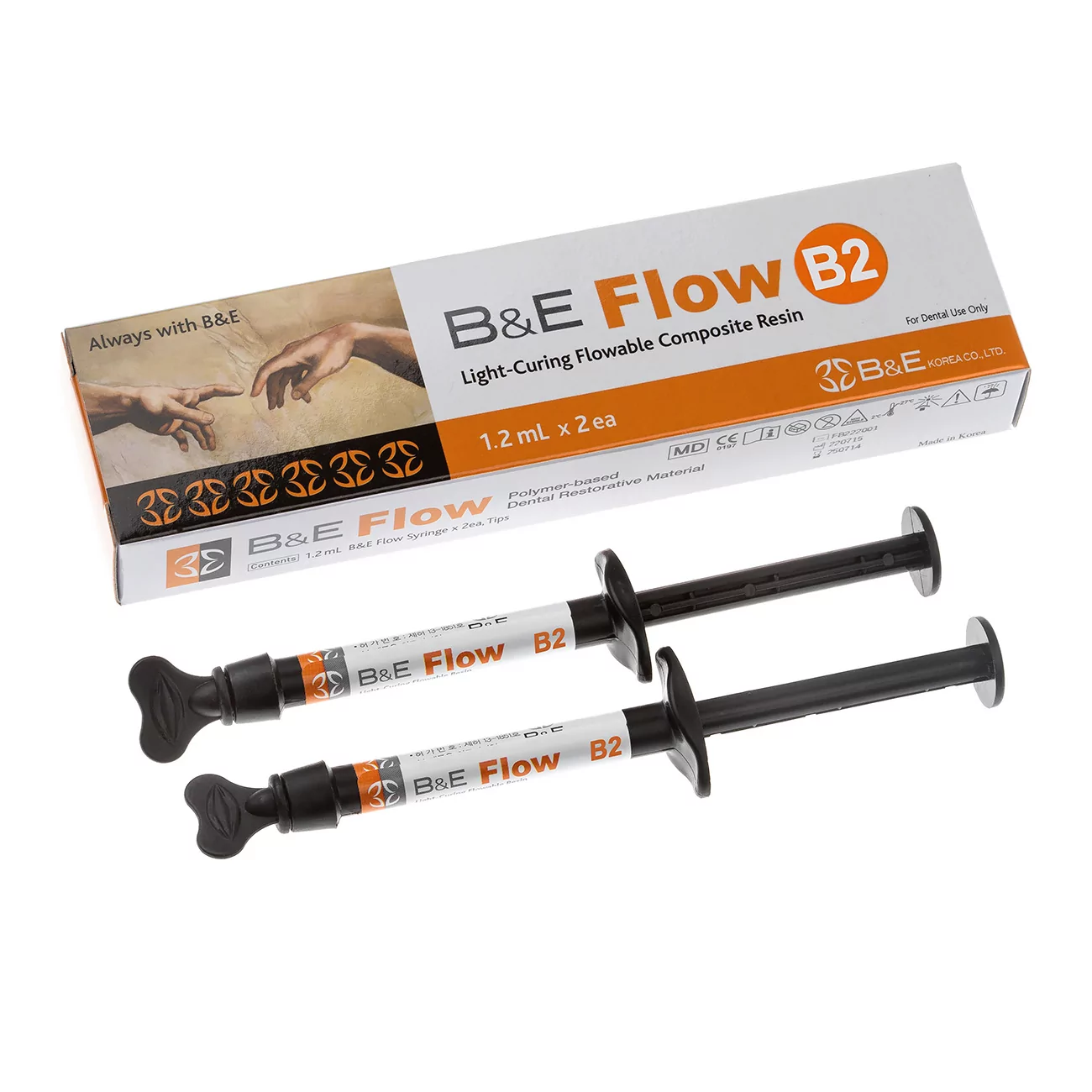B&E Flow цвет B2 шприц 2гр.х2шт. Текучий светоотверждаемый композит, B&E Korea