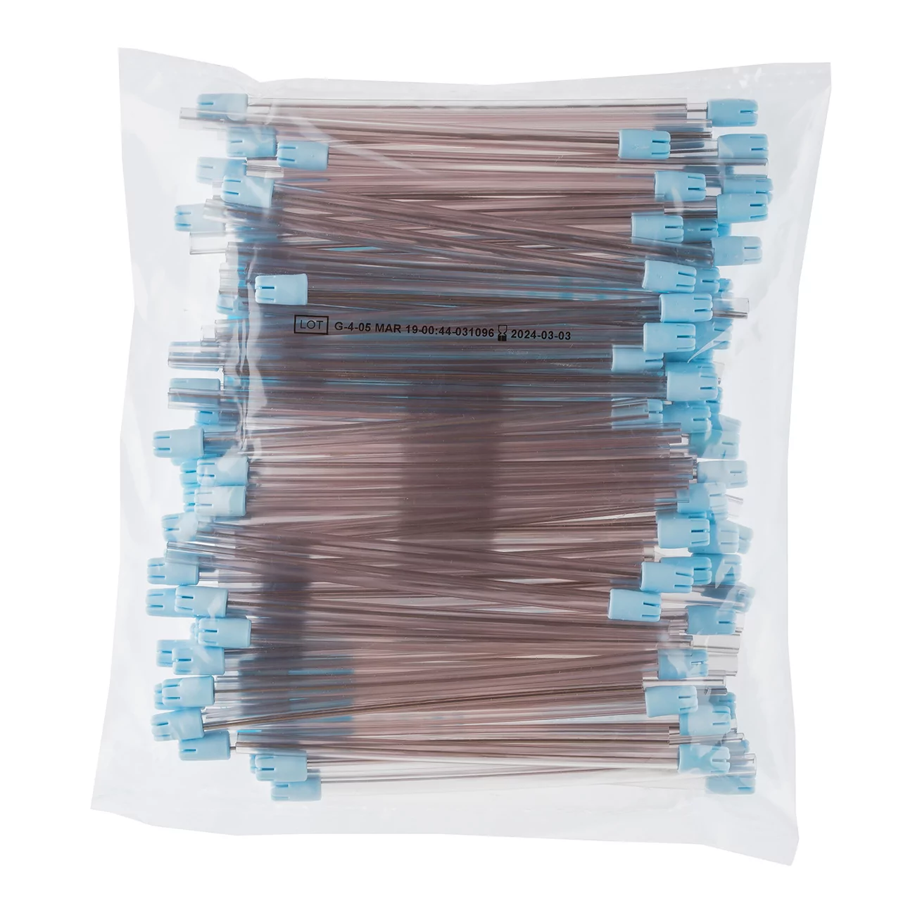 Слюноотсосы BLOSSOM, 15 см, прозрачно-голубые с несьемным колпачком (упаковка 100 шт.)