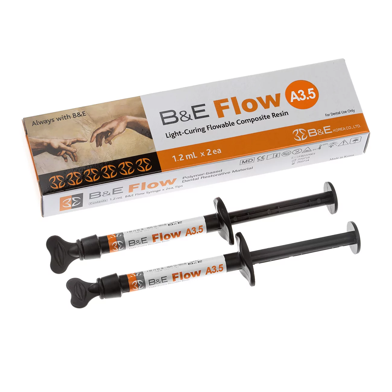 B&E Flow цвет A3,5 шприц 2гр.х2шт. Текучий светоотверждаемый композит, B&E Korea