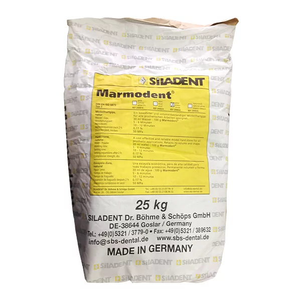 Гипс Marmodent 3 кл, цвет белый, 25 кг, мешок. Натуральный гипс для моделей