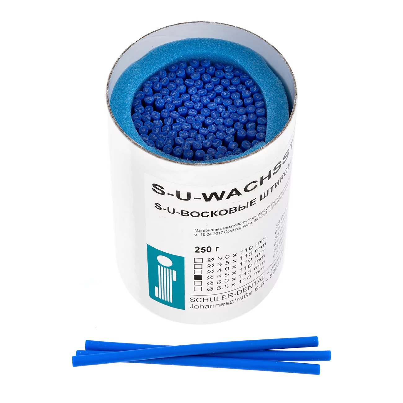 Восковые штиксы S-U-WACHSSTICKS, голубые, 4,5 мм, длина 110 мм, упаковка 250 г, 63045029