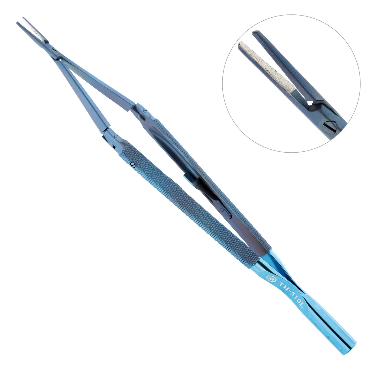 Иглодержатель микрохирургический трехшарнирный прямой TH-510L (для иглы 6/0, 7/0) (1,0мм/180мм), TH-510L